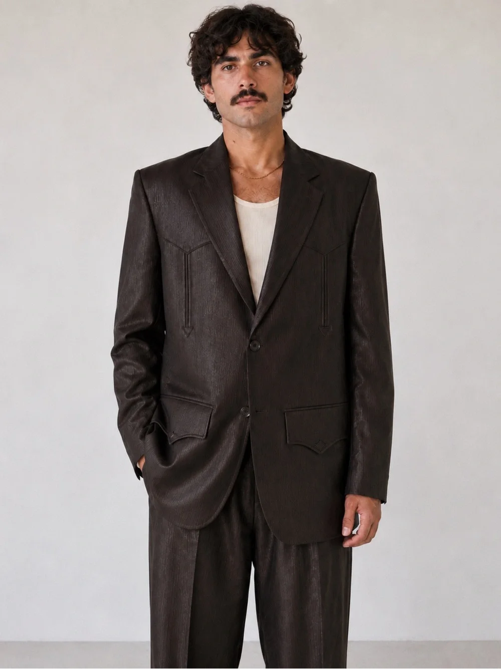 Vintage Pagano West 2 Piece Suit Shiny Textured Power Suit 80s 90s 36/L Western